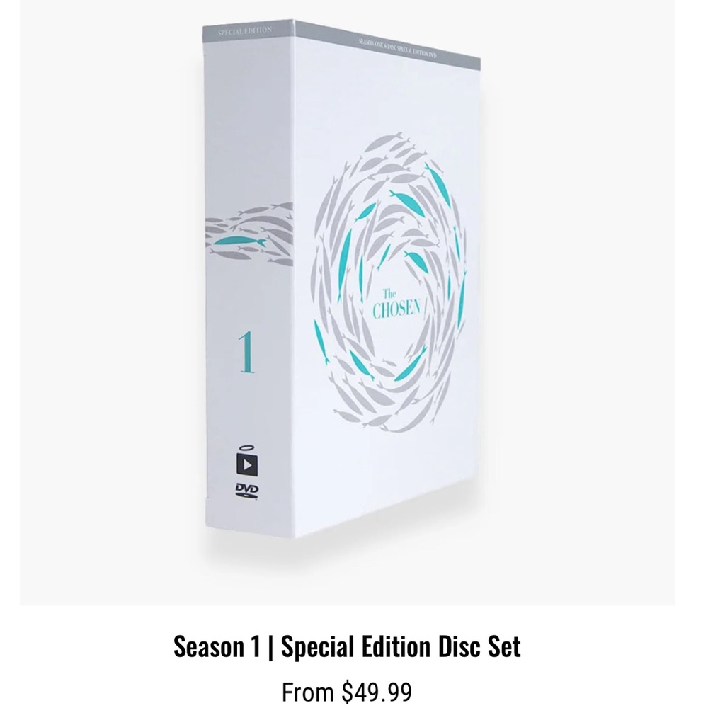 The Chosen Season 1 DVD set. Never opened. Sells for $49.99 on Chosen Website.